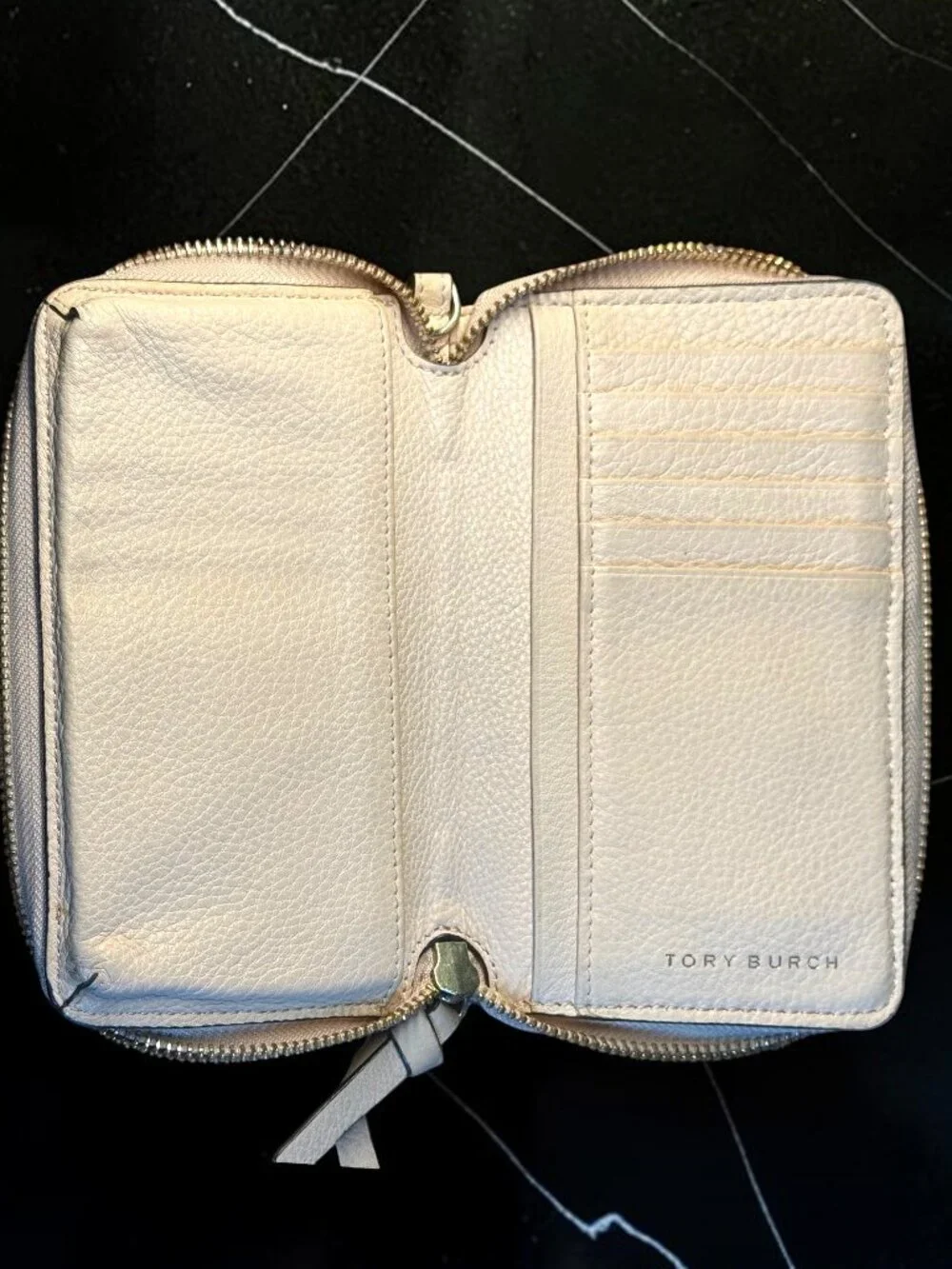 Tory Burch Thea Pebbled Leather Zip-Around Smartphone Wristlet Wallet